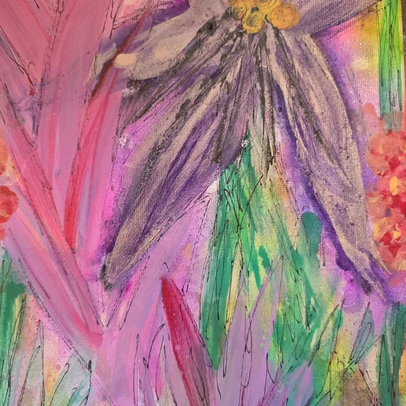 HANDCRAFTED Abstact Floral Painting HANDPAINTED & HANDMADE Contemporary Wall Art - Picture 7 of 16